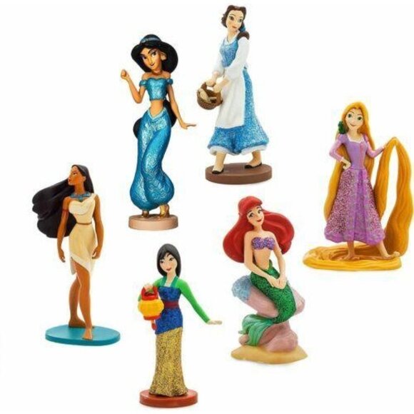 Disney Other - Disney Princess 6 Figurine Set Ariel Jasmine Belle Mulan Rapunzel Pocahontas NEW